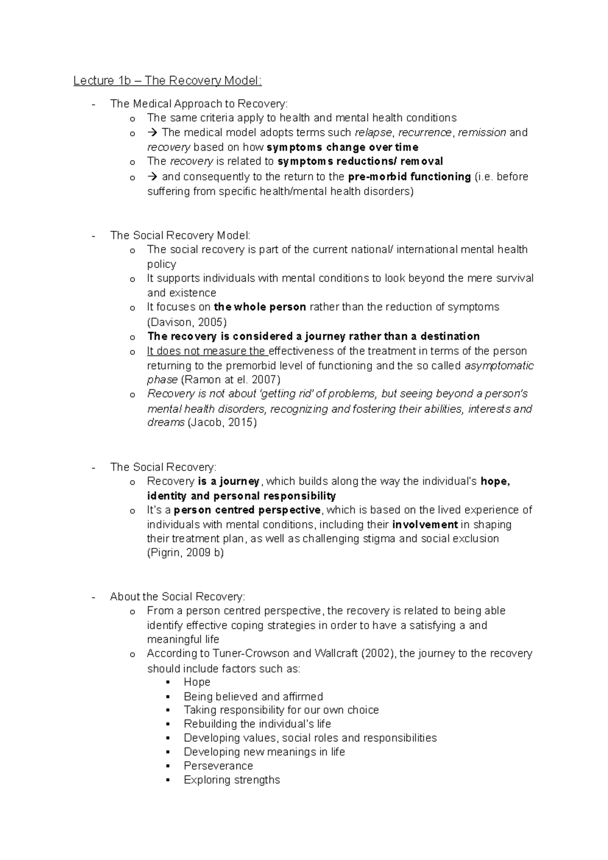 The Recovery Model Lecture 1b The Recovery Model The Medical 