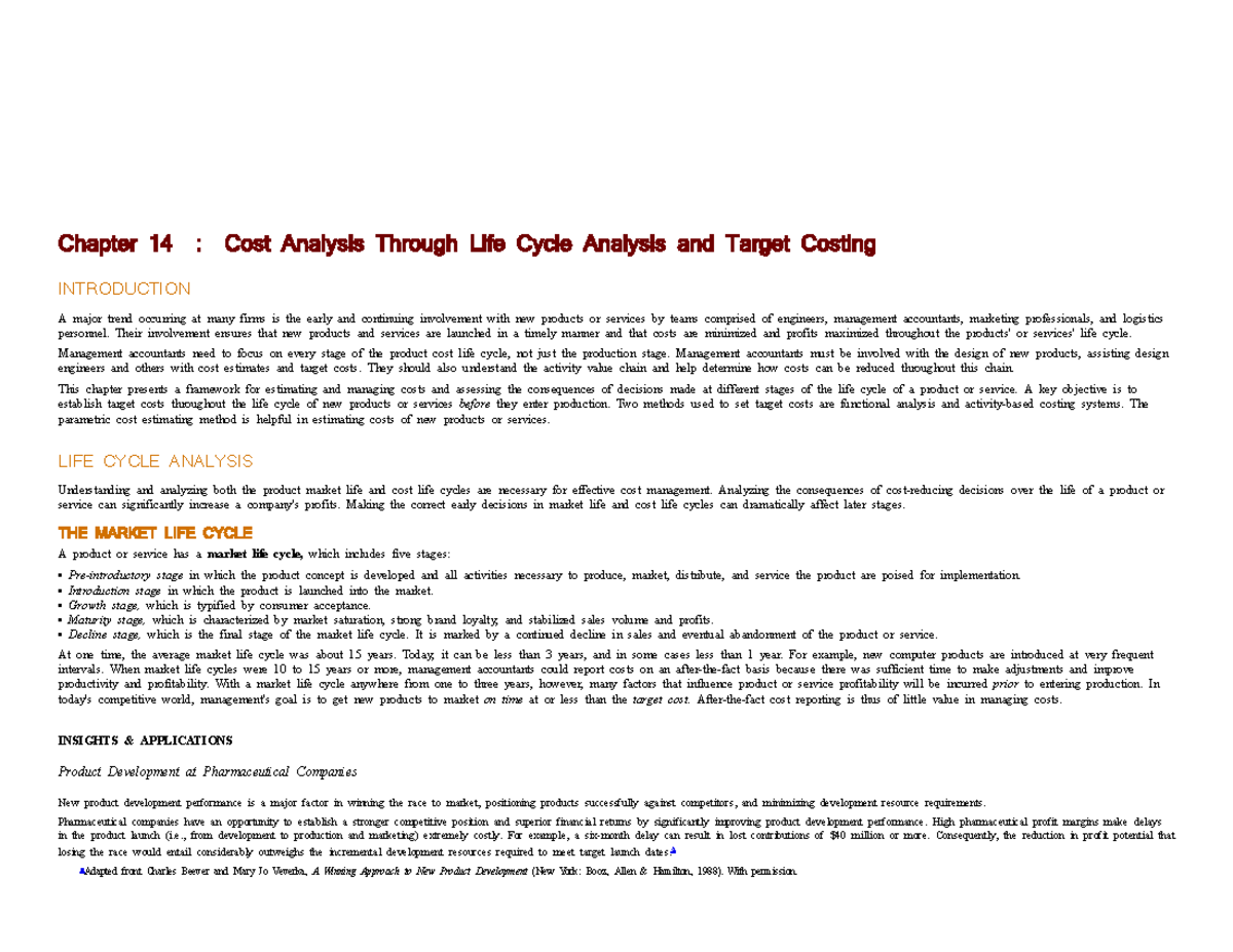 14 - Slides - Chapter 14 : Cost Analysis Through Life Cycle Analysis ...