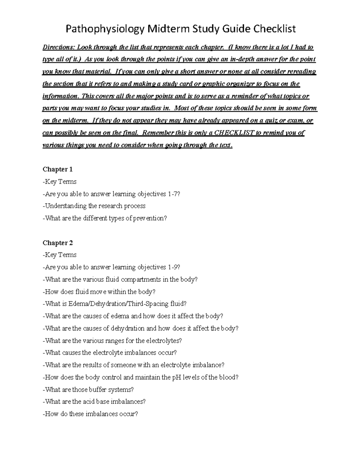 Midterm Review - Directions: Look Through The List That Represents Each ...