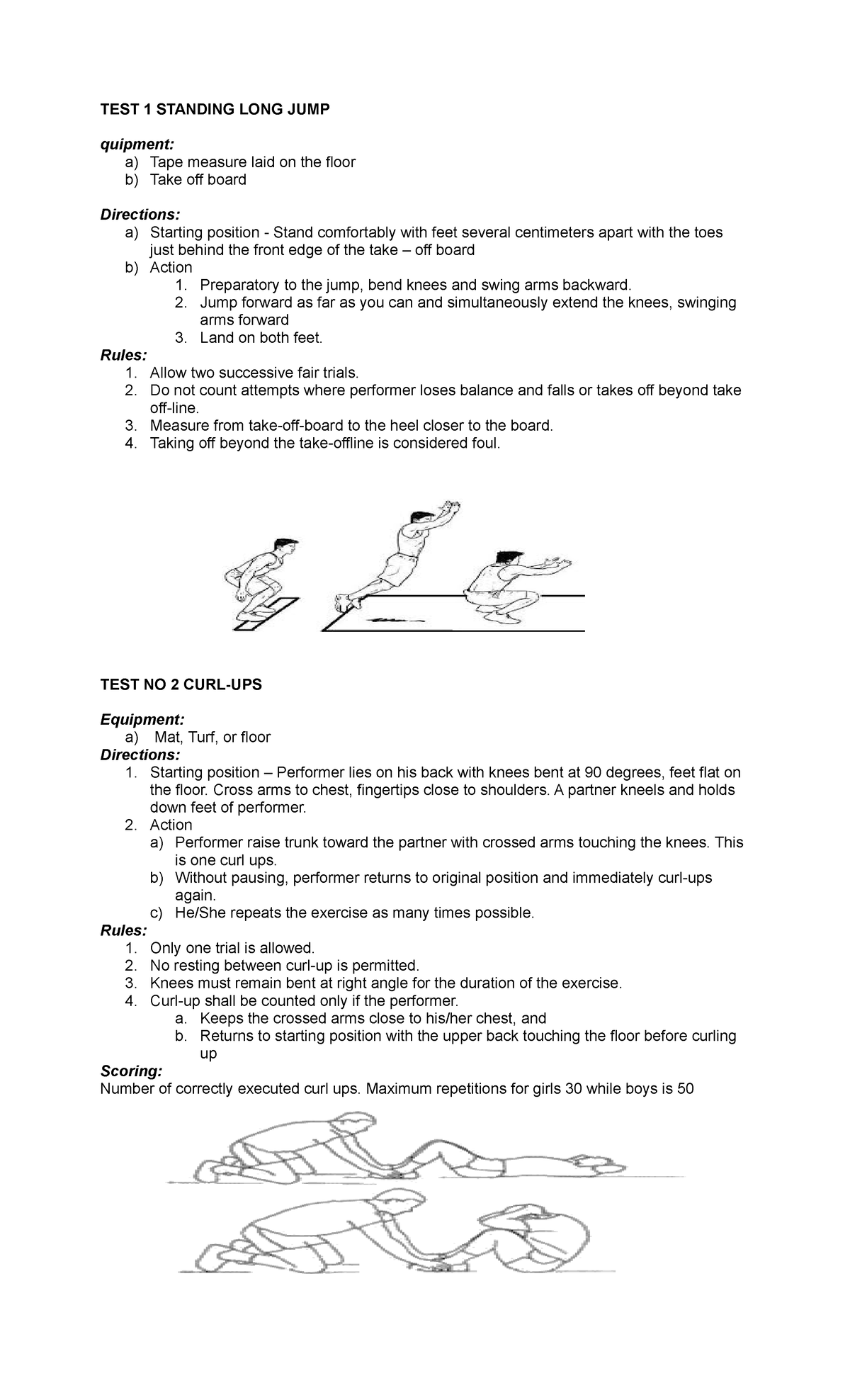 Physical- Fitness-TEST - TEST 1 STANDING LONG JUMP quipment: a) Tape ...