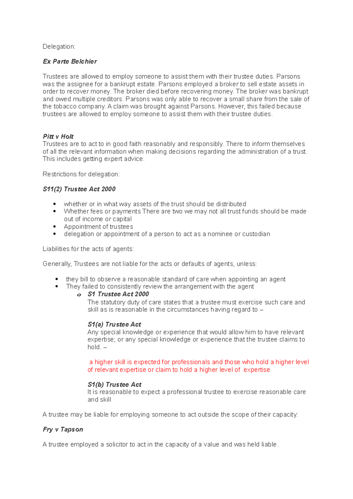 Delegation OF Trustee Duties - Delegation: Ex Parte Belchier Trustees ...