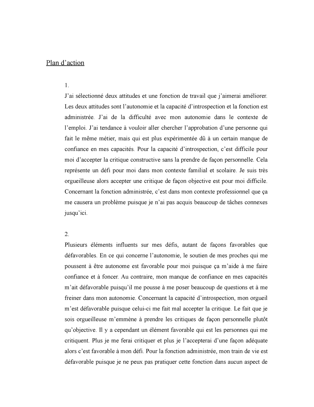 Plan d'action - dfghyujhgfdsa - Plan d’action 1. J’ai sélectionné deux ...