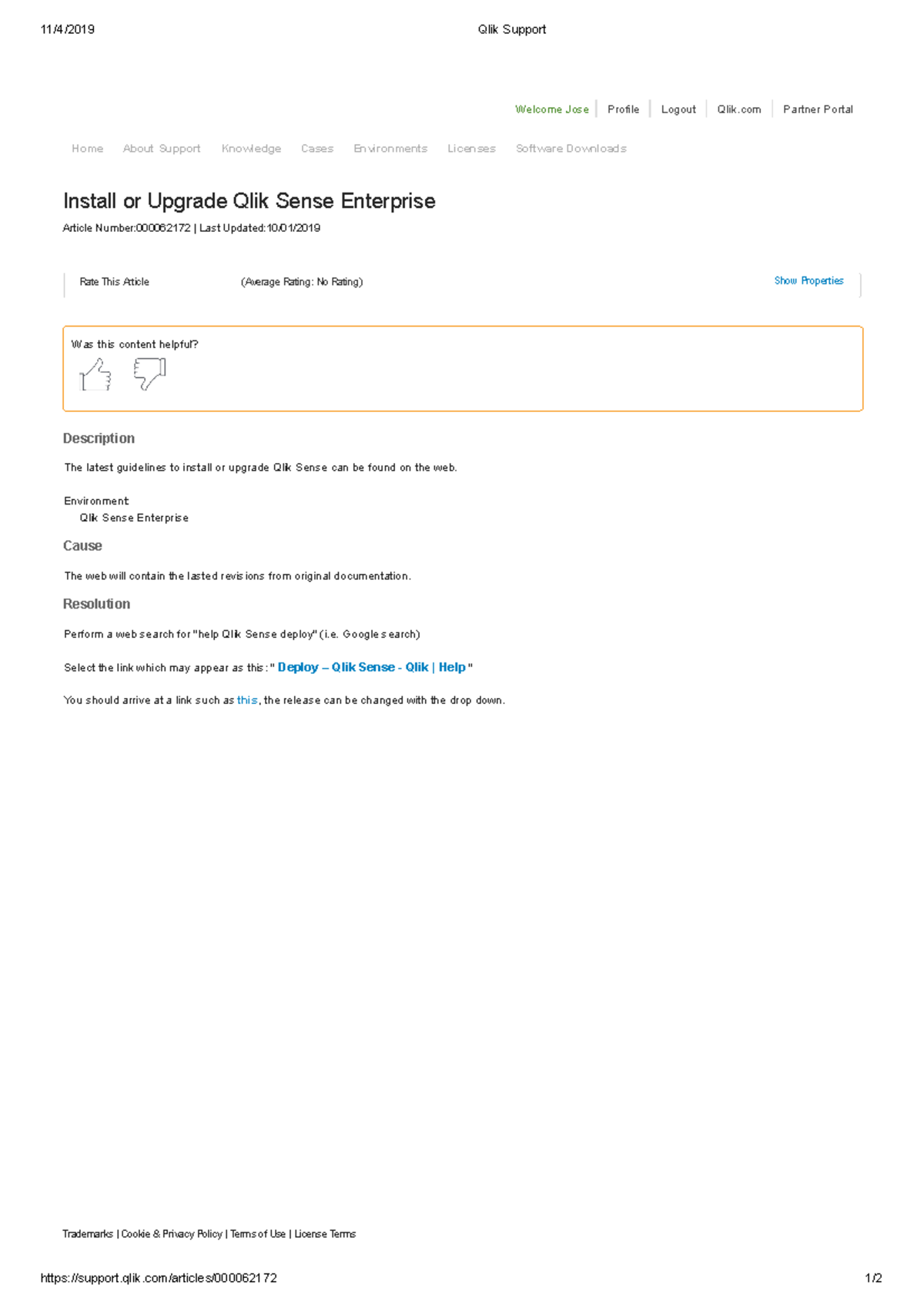 Install or Upgrade Qlik Sense Enterprise - 11/4/2019 Qlik Support ...
