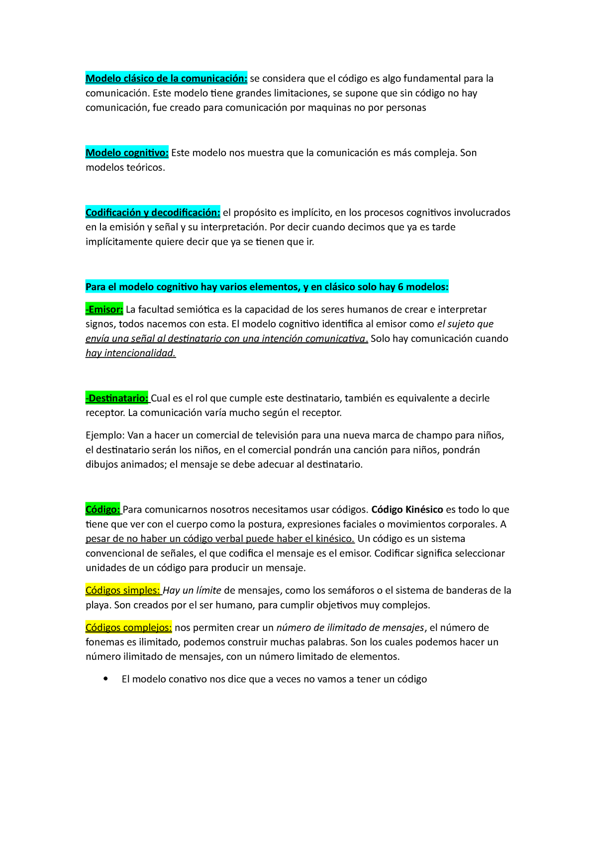 Apuntes lectura 3 ejercicio 2 tarea4 - Modelo clásico de la comunicación:  se considera que el código - Studocu