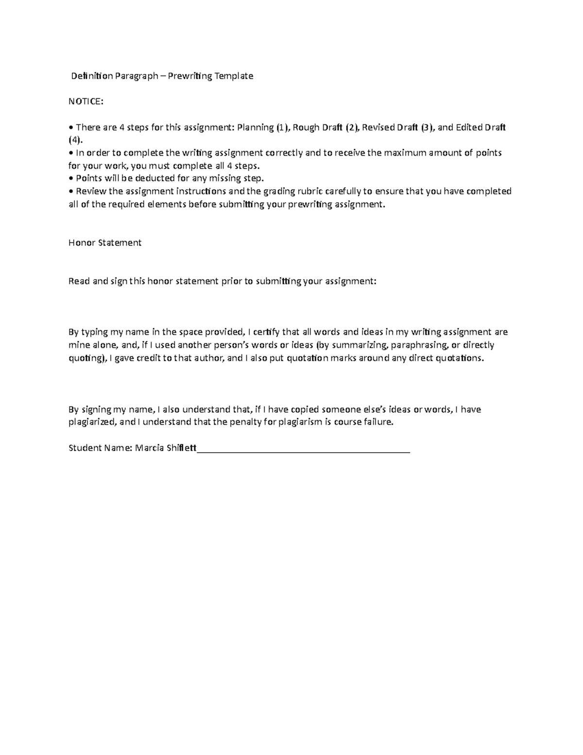 Definition Paragraph Prewriting week 3 - Definition Paragraph ...