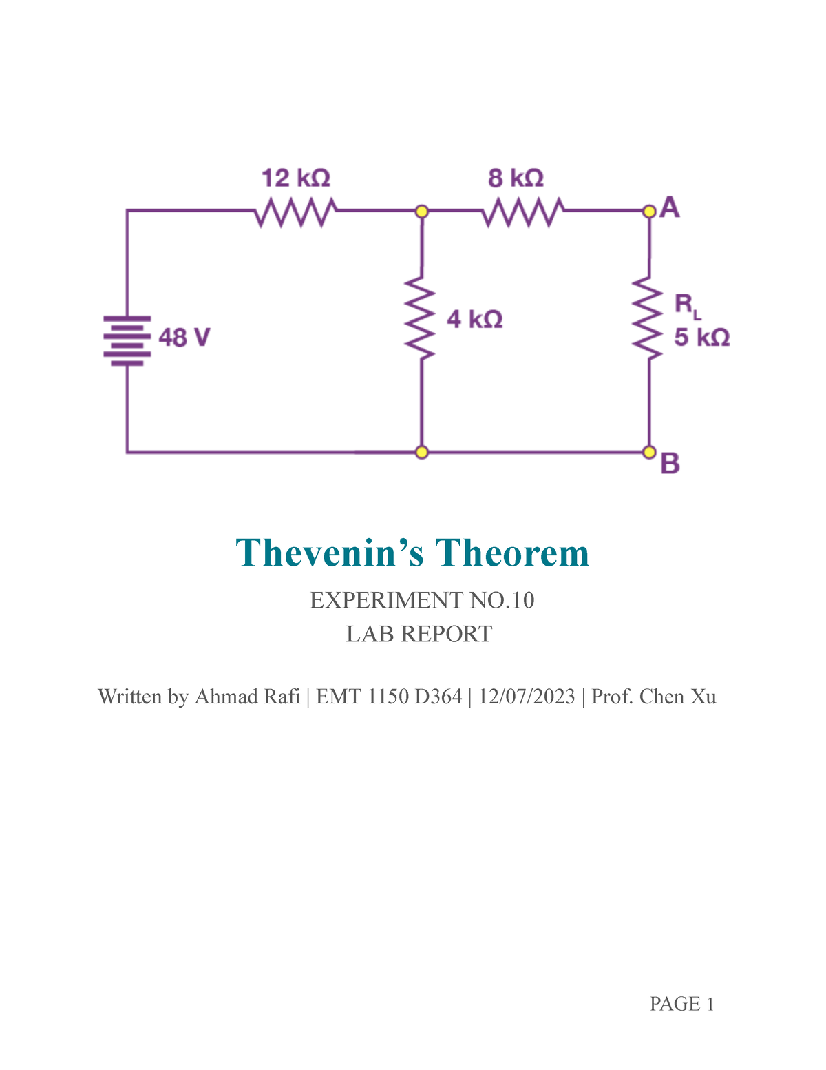 thevenin experiment pdf