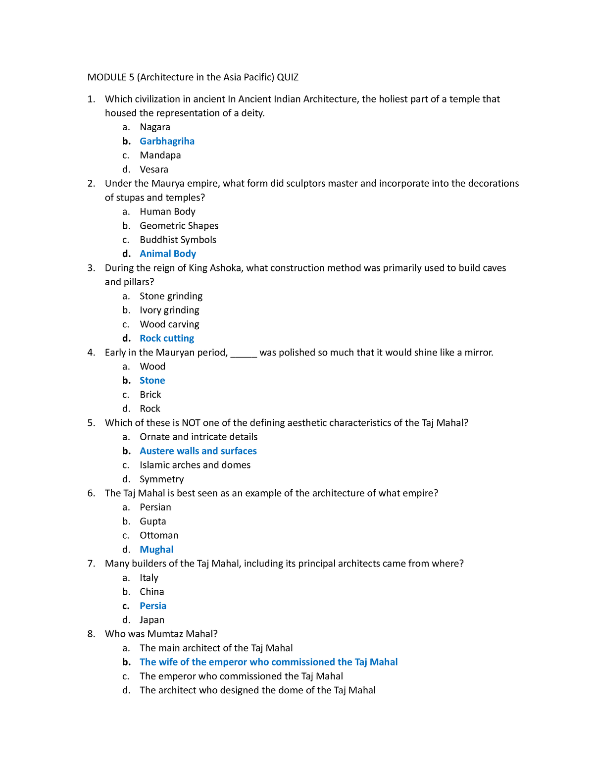 HOArchitecture Quiz - MODULE 5 (Architecture in the Asia Pacific) QUIZ ...