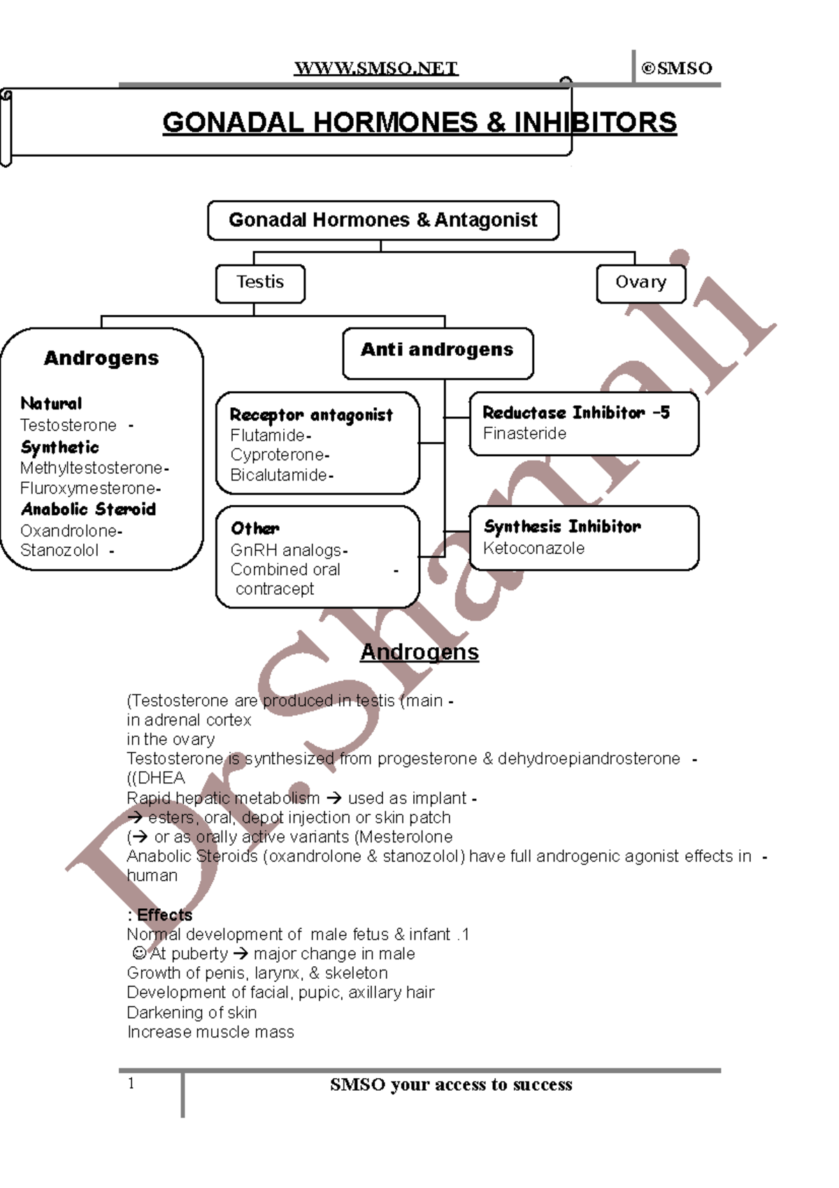 Gonadal Hormones - © GONADAL HORMONES & INHIBITORS Androgens ...