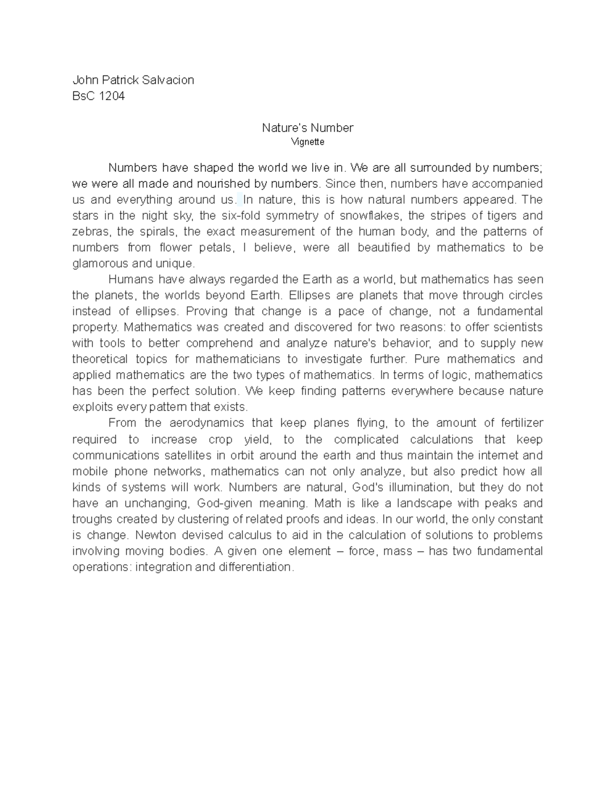 about math John Patrick Salvacion BsC 1204 Nature’s Number