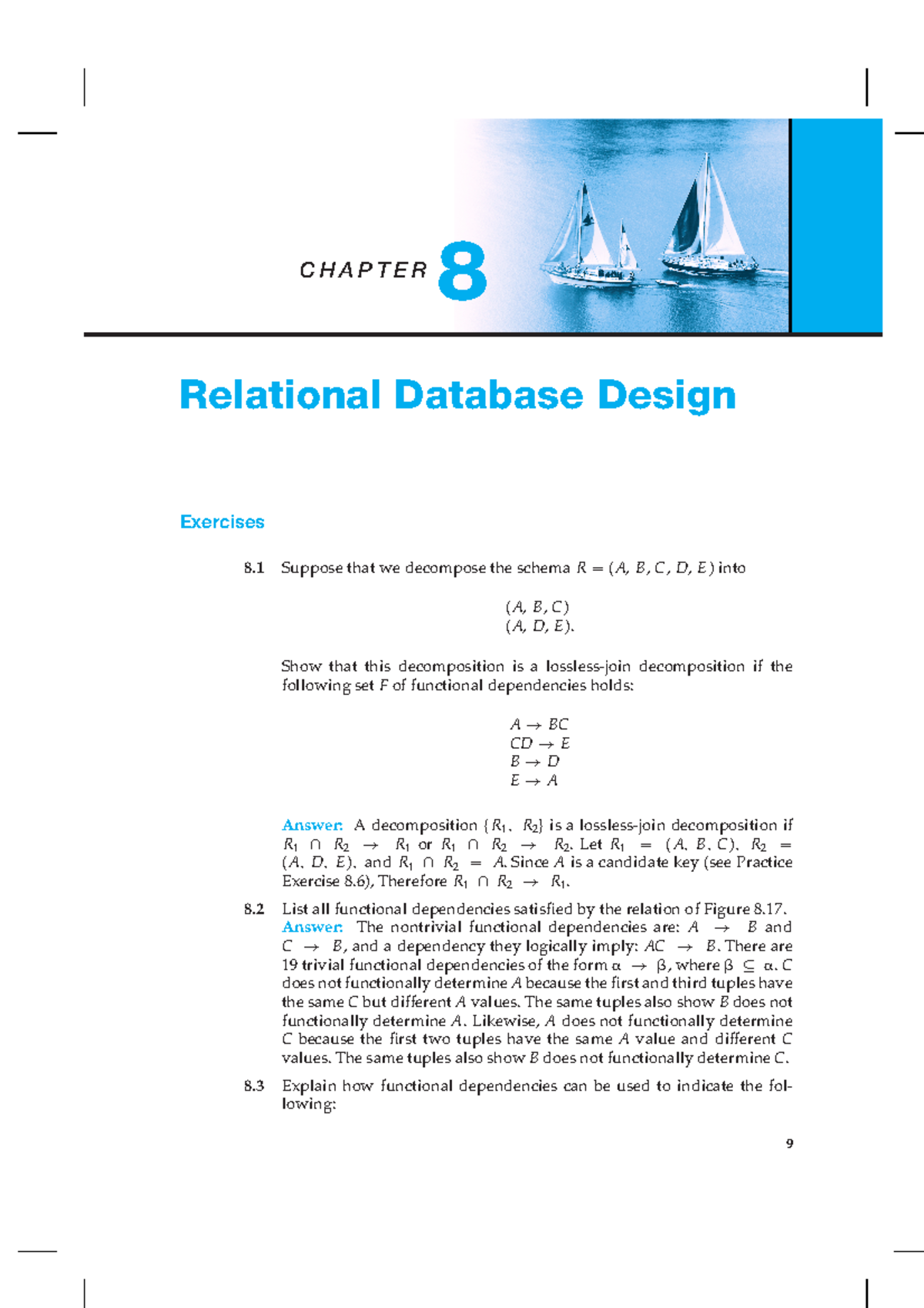 8s - Good - C H A P T E R 8 Relational Database Design Exercises 8 ...