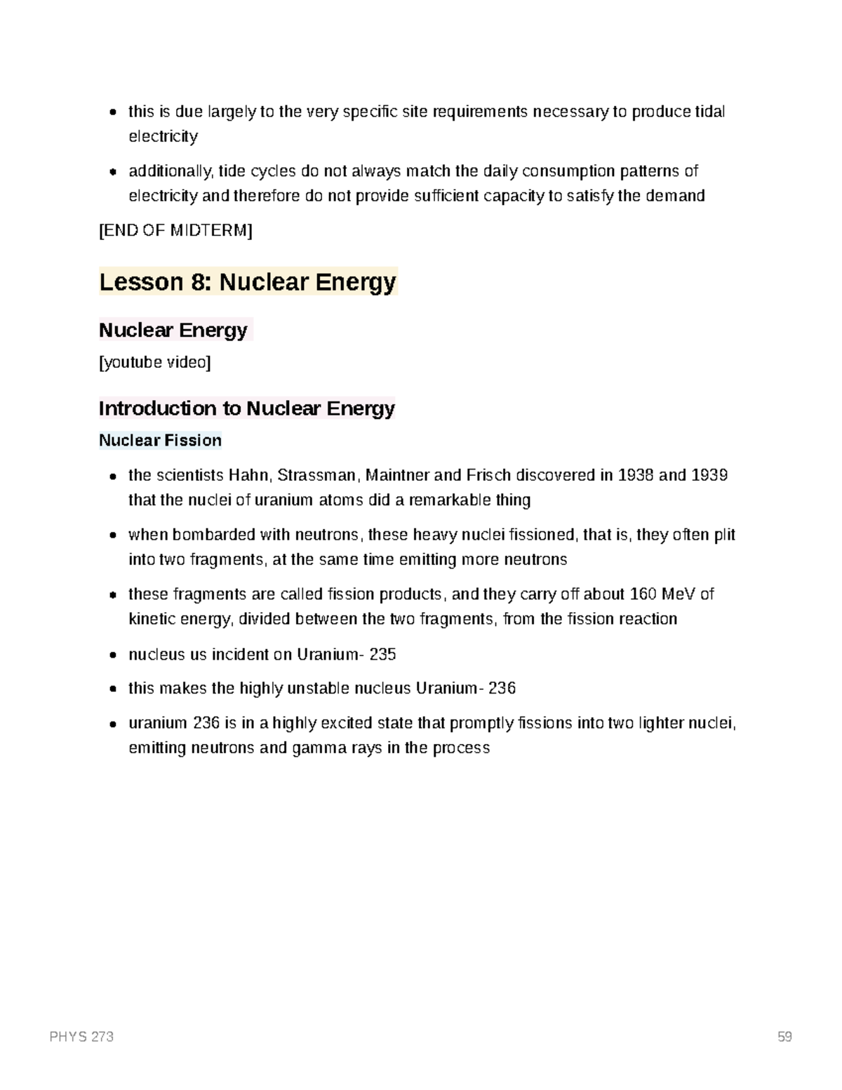 PHYS 273 Lesson 8 - econcordia class, word for word lecture notes - 3+