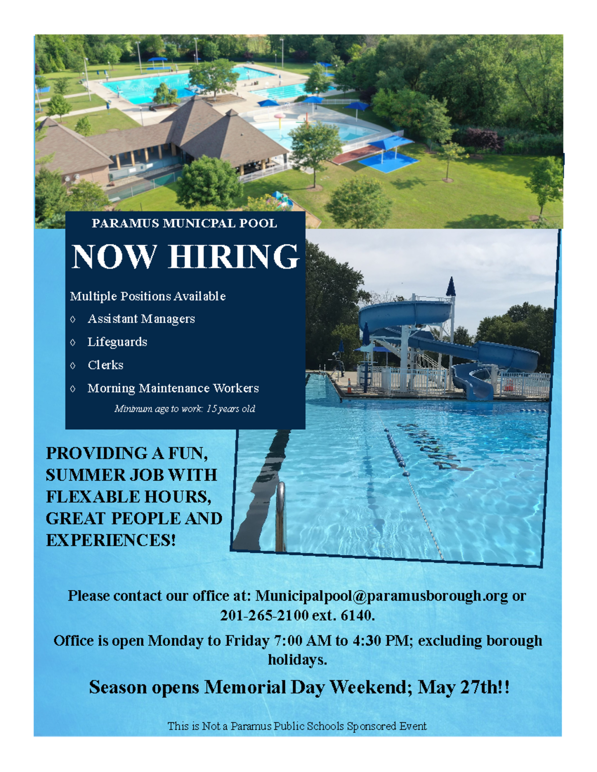 Paramus Municipal Pool Now Hiring - PARAMUS MUNICPAL POOL NOW HIRING ...