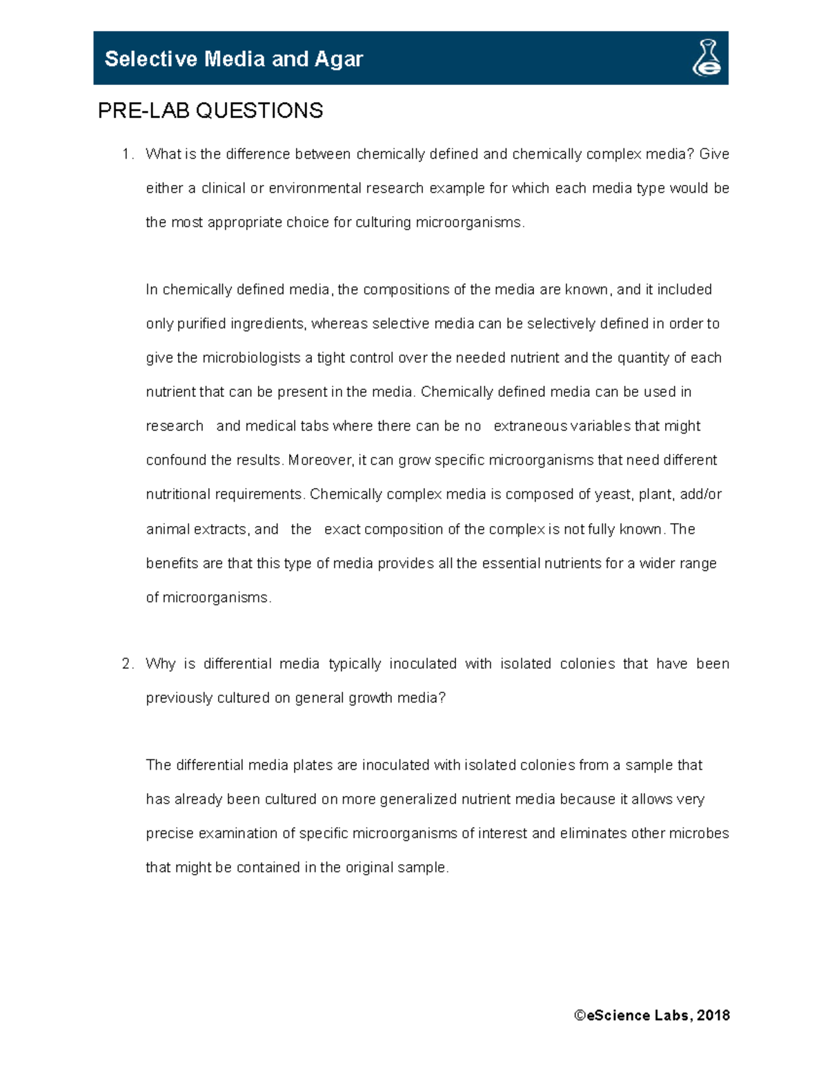 Which Of The Following Describe Selective Media MB 6200 L08 Selective Media - PRE-LAB QUESTIONS What is the difference