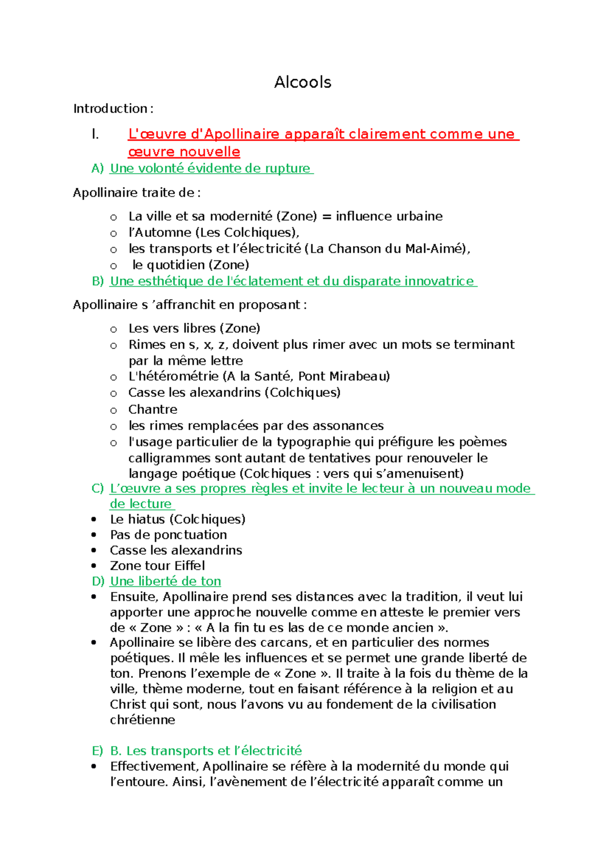 plan de dissertation alcools apollinaire