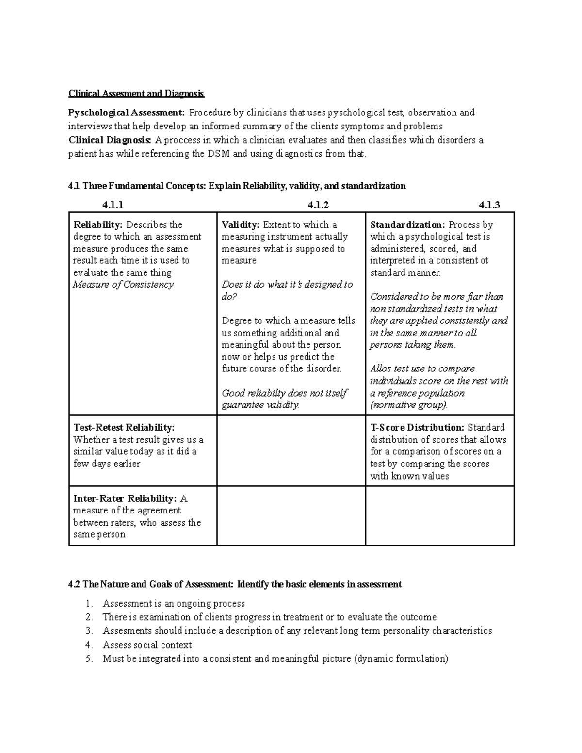 Chapter 4 Reading Notes - Clinical Assesment and Diagnosis ...