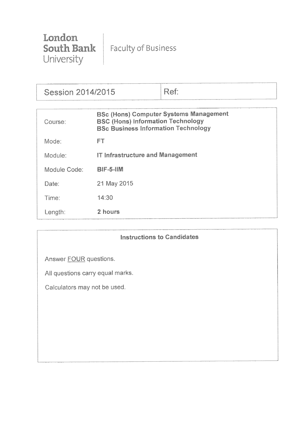 Exam 2015, questions - BIF5IIM - Studocu