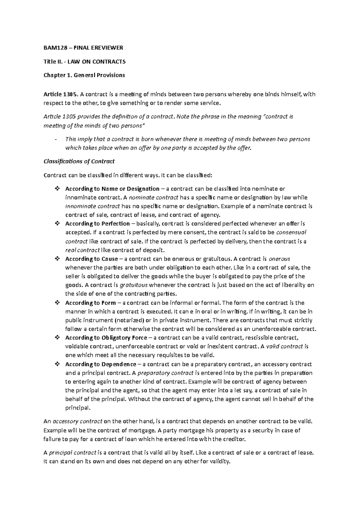 BAM128- Final- Reviewer - BAM128 – FINAL EREVIEWER Title II. - LAW ON ...