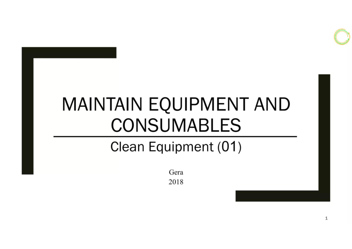 Maintain equipment and consumables Accounting and Finance Studocu