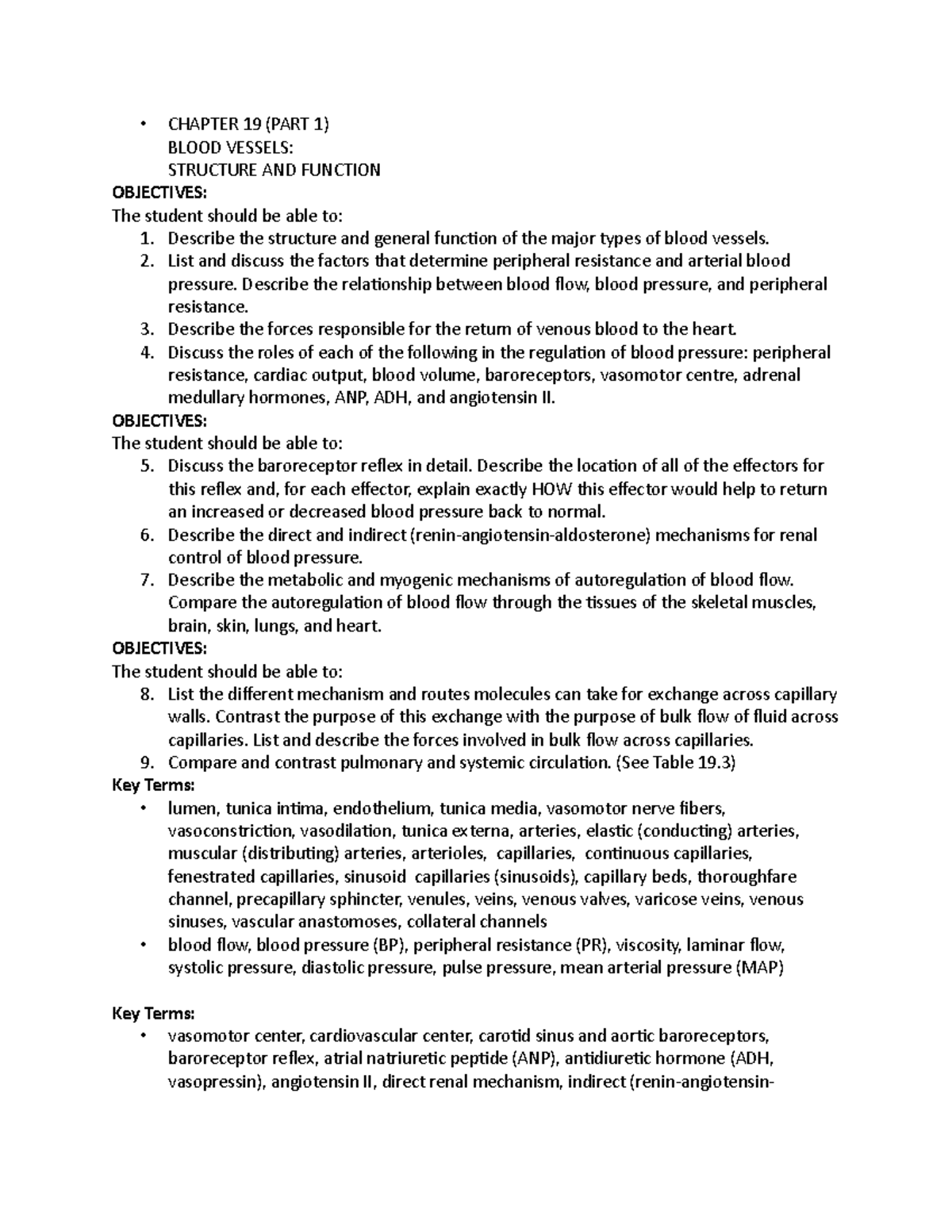 Chapter Circulatory System Chapter Part Blood Vessels Structure And Function Studocu