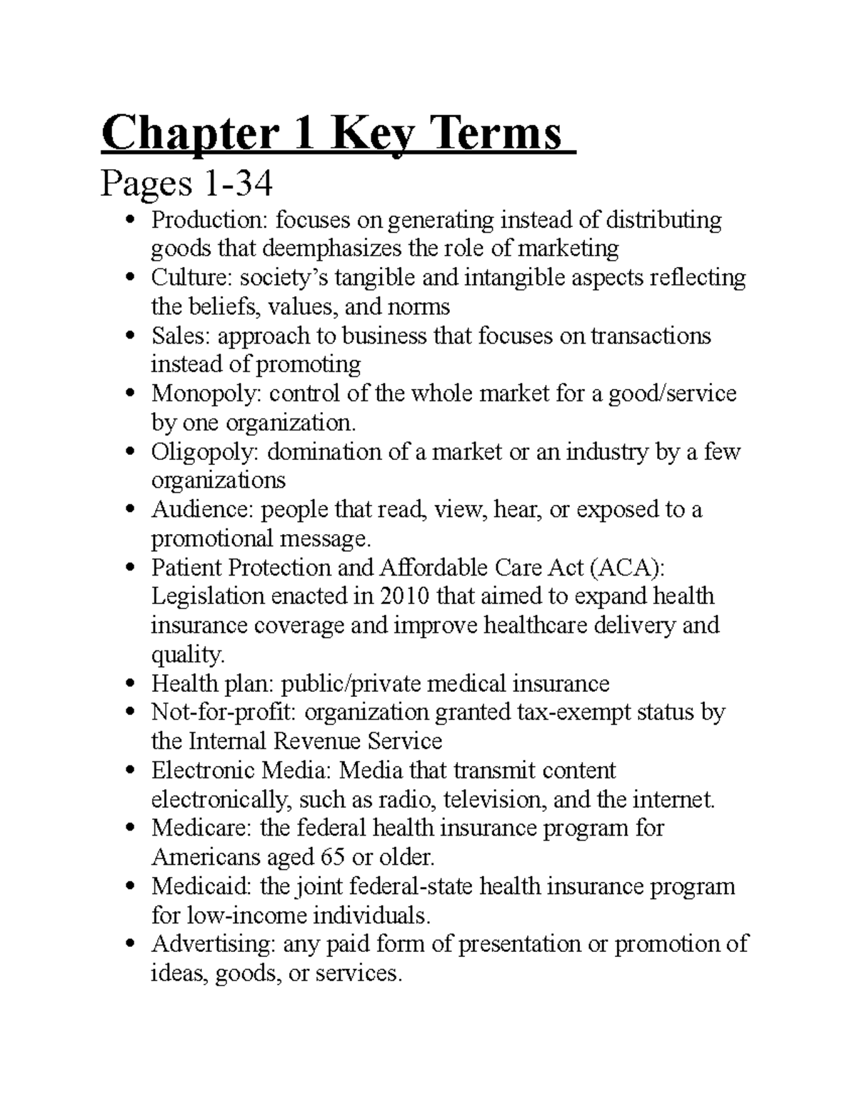 Chapter 1 Key Terms -Health Service Marketing - Chapter 1 Key Terms ...