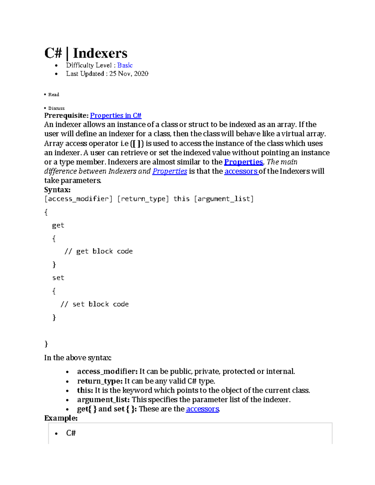 Indexers by Manogya Pratap Singh - C# | Indexers • Difficulty Level ...