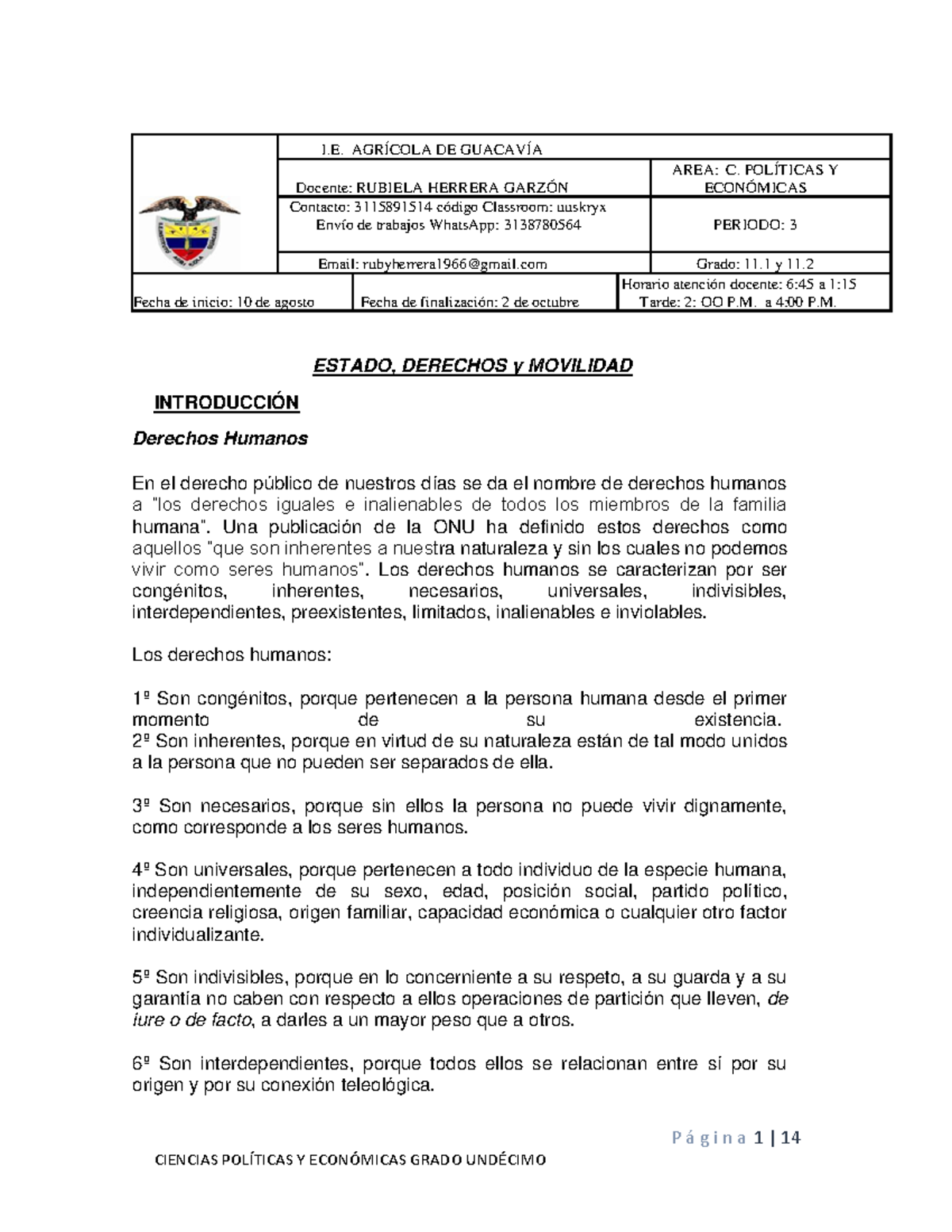 GUIA 3. Ciencias Politicas Y Economicas Grado 11 Tercer Periodo - P á G ...