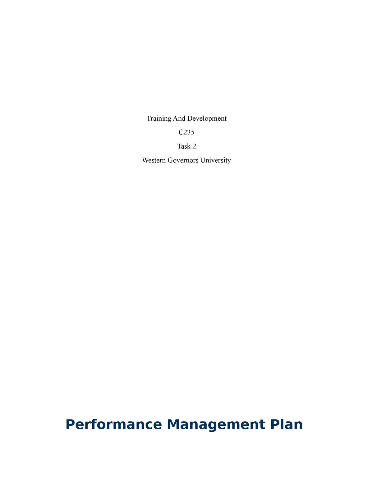 Training And Development Training Plan C235 TASK 2 - Training And ...