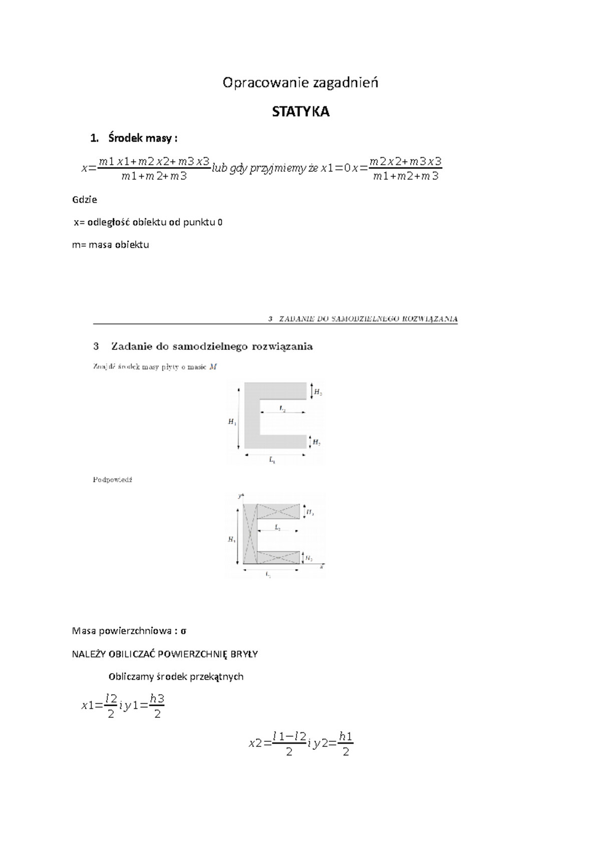 Fizyka Opracowanie Do Kolokwium - Opracowanie Zagadnień STATYKA 1 ...