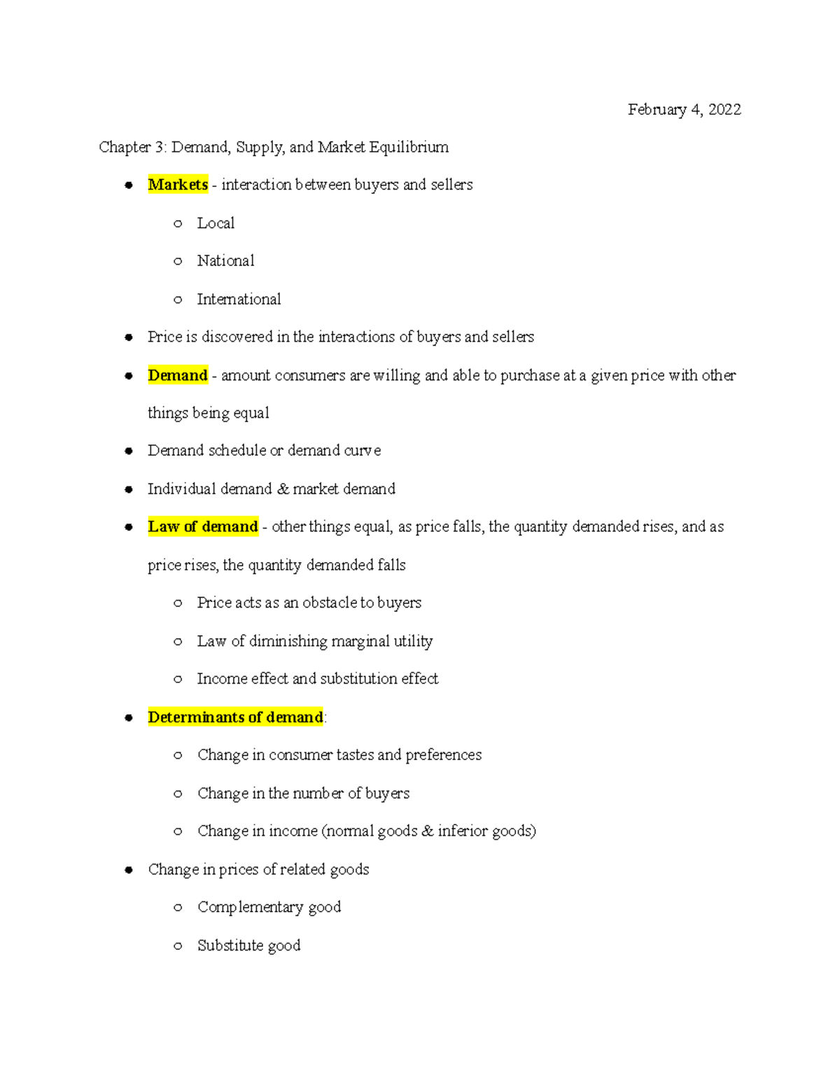 Chapter 3 Notes - ECON 102: Applied Microeconomics Professor Rawlins ...