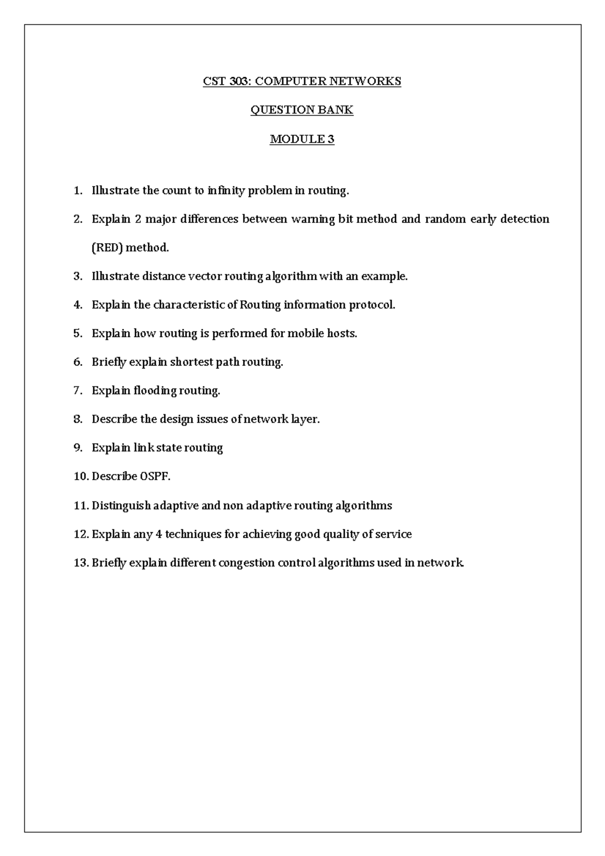 KTU S5 CN Question BANK Module 3 - CST 303: COMPUTER NETWORKS QUESTION ...