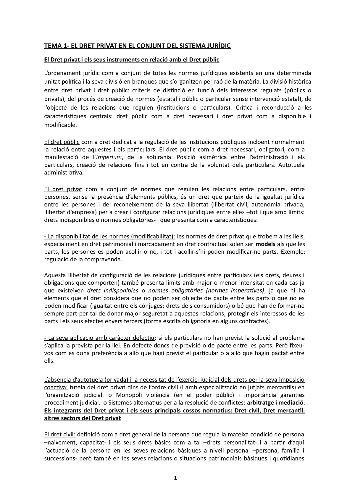 Tema 1 Dret Civil - Apunts De Fonaments Del Dret Upf - TEMA 1- EL DRET ...