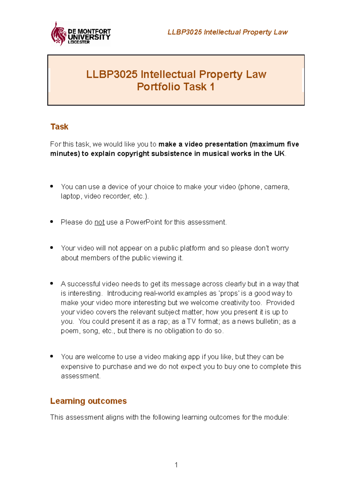 Portfolio Task 1 Law and medicine LLBP3025 Intellectual Property
