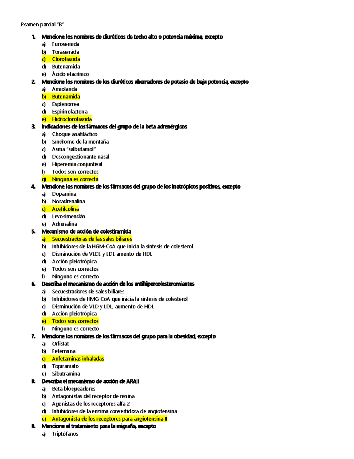 Tercer Examen Parcial Versión B - Examen Parcial “B” 1. Mencione Los ...