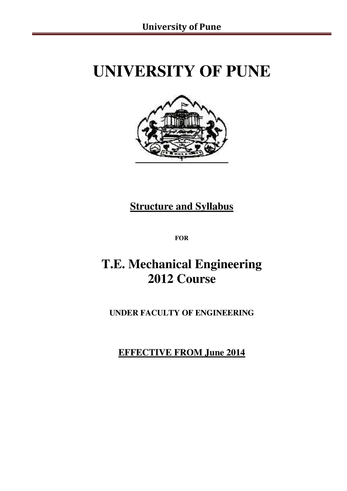 BE Mech Third Year 3 2012 Syllabus - University of Pune UNIVERSITY OF ...