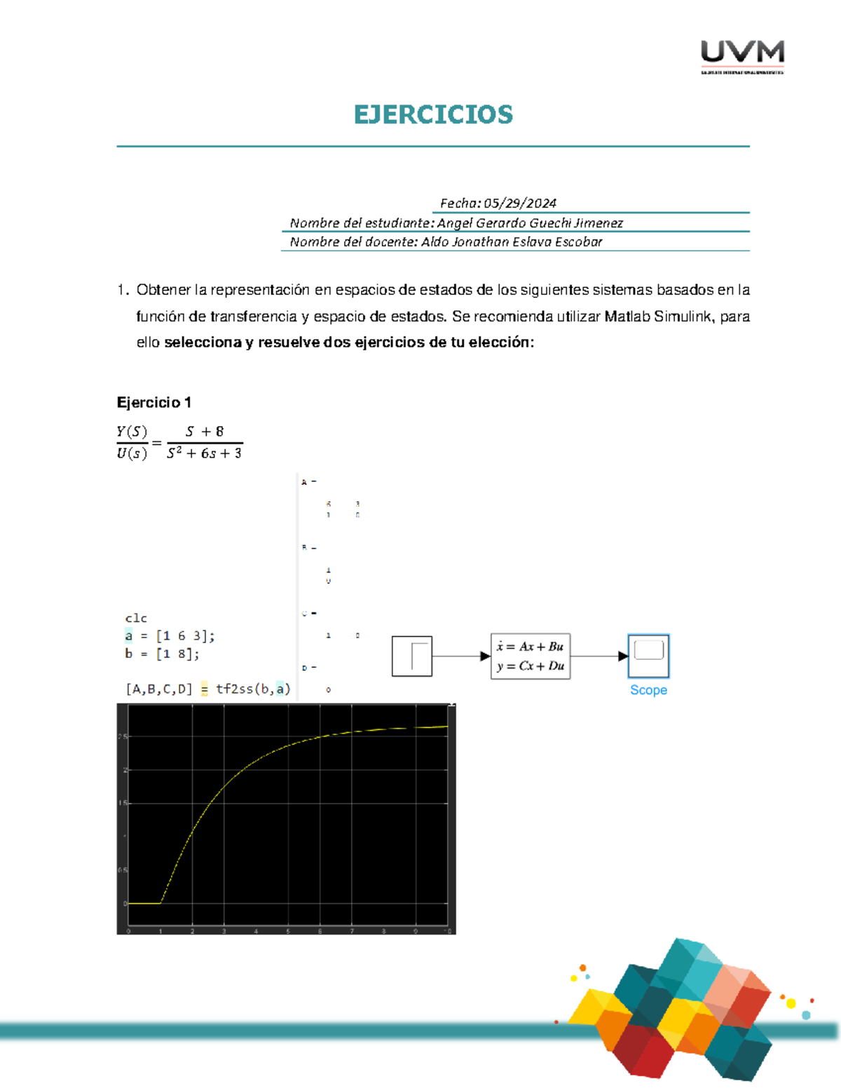 A9 Ejercicios - Matematicas Avanzadas - EJERCICIOS Fecha: 05/29/ Nombre ...