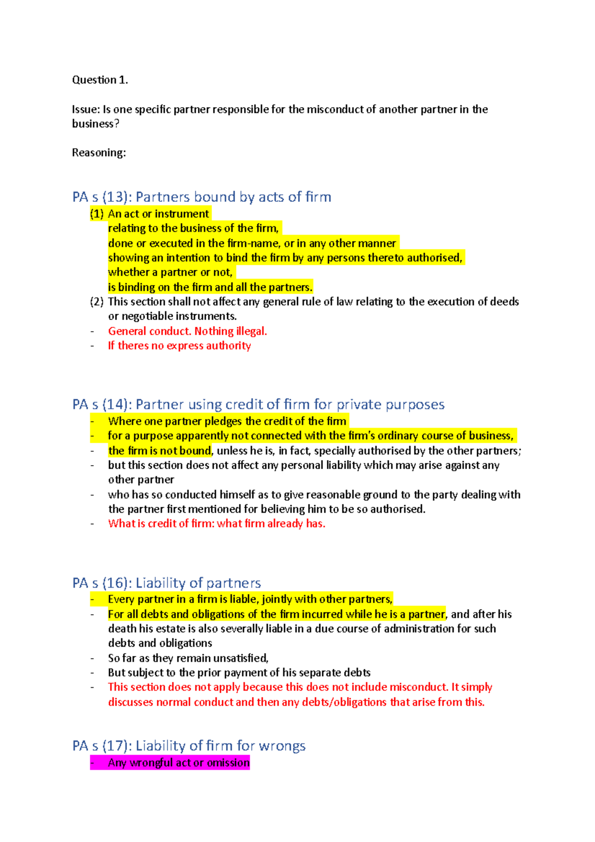 TUTE 4 2201 - Tutorial 4 - Question 1. Issue: Is one specific partner ...