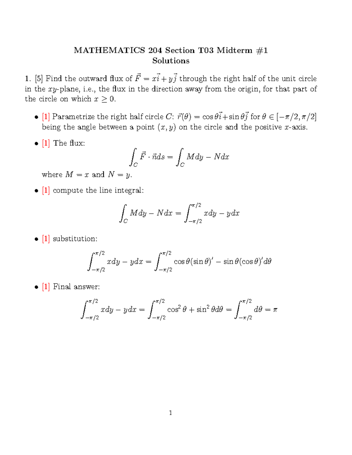 Midterm 2016, Questions And Answers - MATHEMATICS 204 Section T03 ...