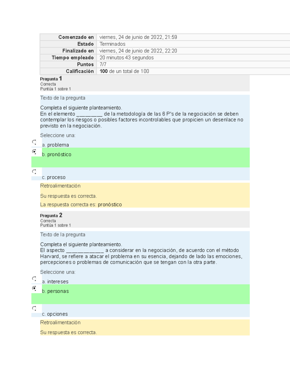 Cuestionario Metodologia De La Negociación - Comenzado En Viernes, 24 ...