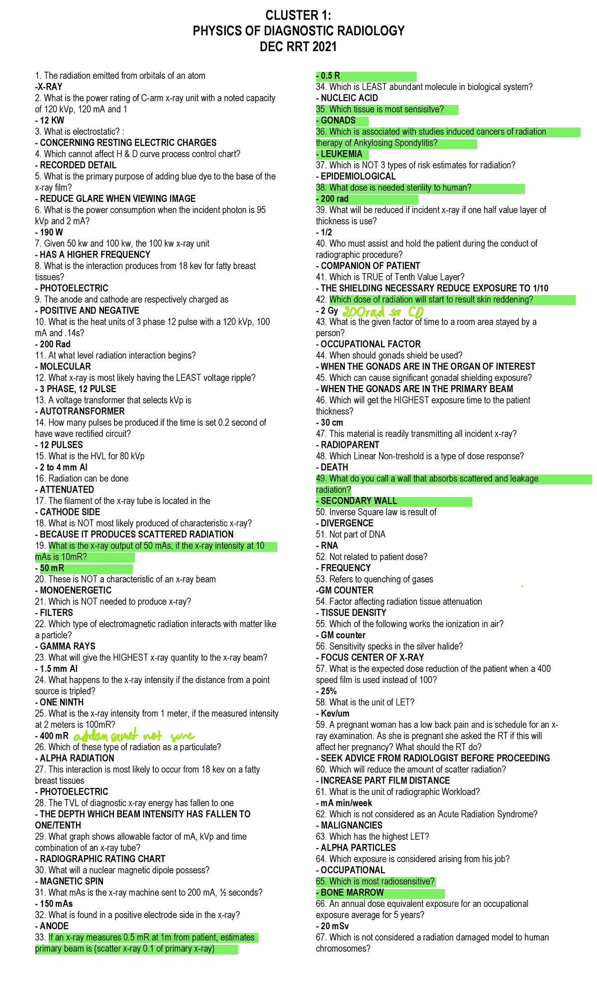 Cluster 1 - Closed Doors - PHYSICS OF DIAGNOSTIC RADIOLOGY DEC RRT 2021 ...