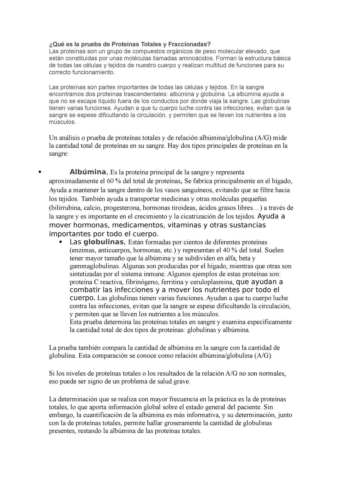 Proteínas Totales Y Fraccionadas 2 - ¿Qué Es La Prueba De Proteínas ...