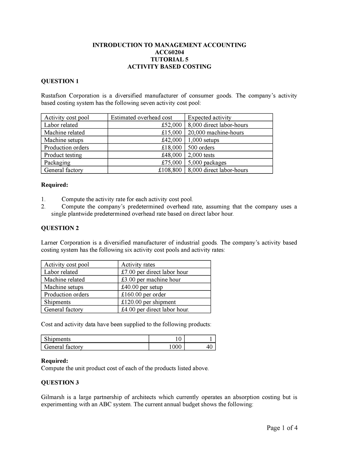 introduction to management accounting assignment