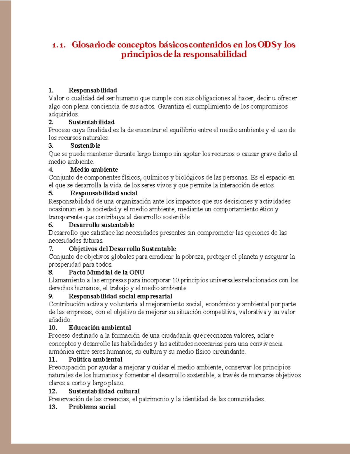 Glosario 15 Conceptos Responsabilidad Social Y Desarrollo Sustentable Responsabilidad Valor O 6690