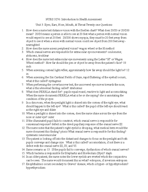 NURS 3276 Unit 3 Twenty-one Questions