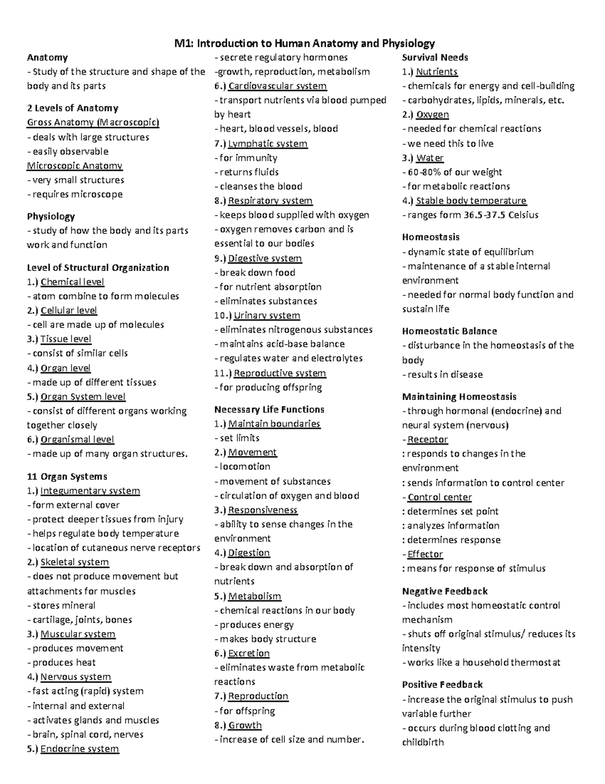 Anaphy Midterm-Reviewer - M1: Introduction to Human Anatomy and ...