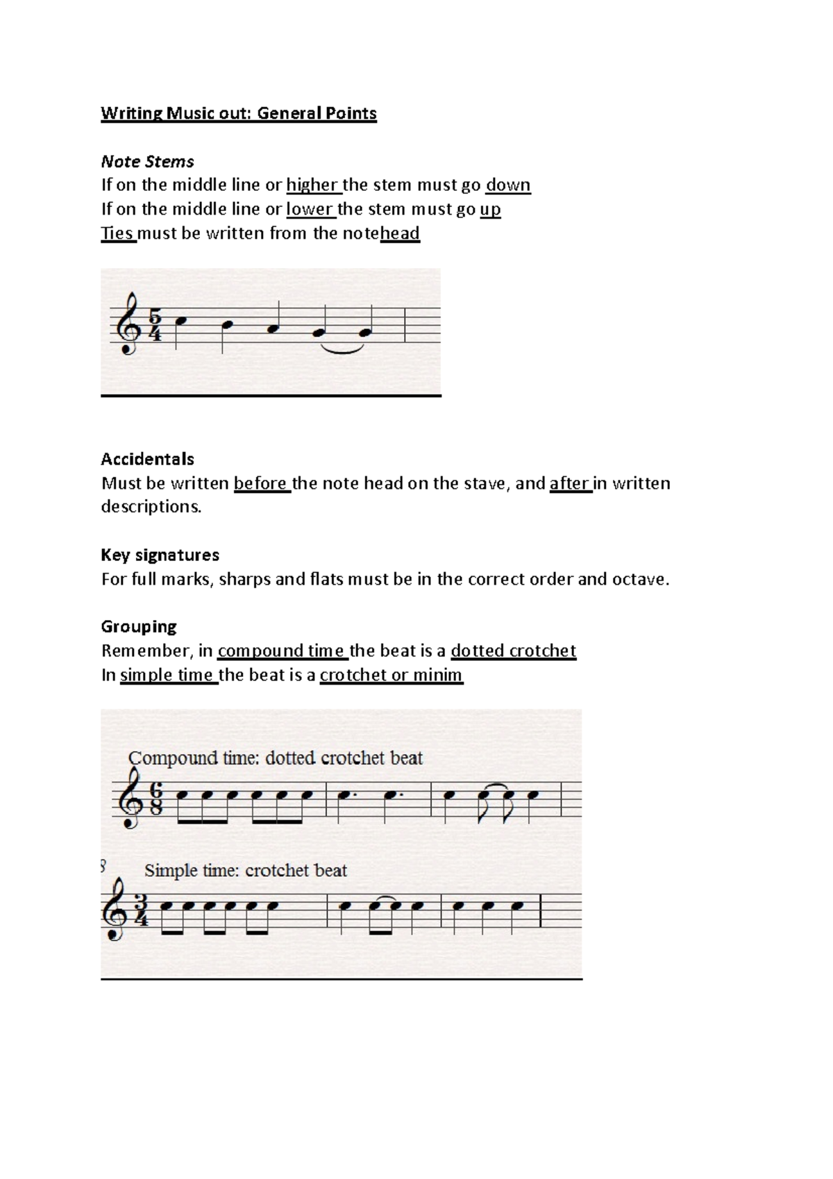 Grade 5 theory revision notes pdf free Writing Music out General
