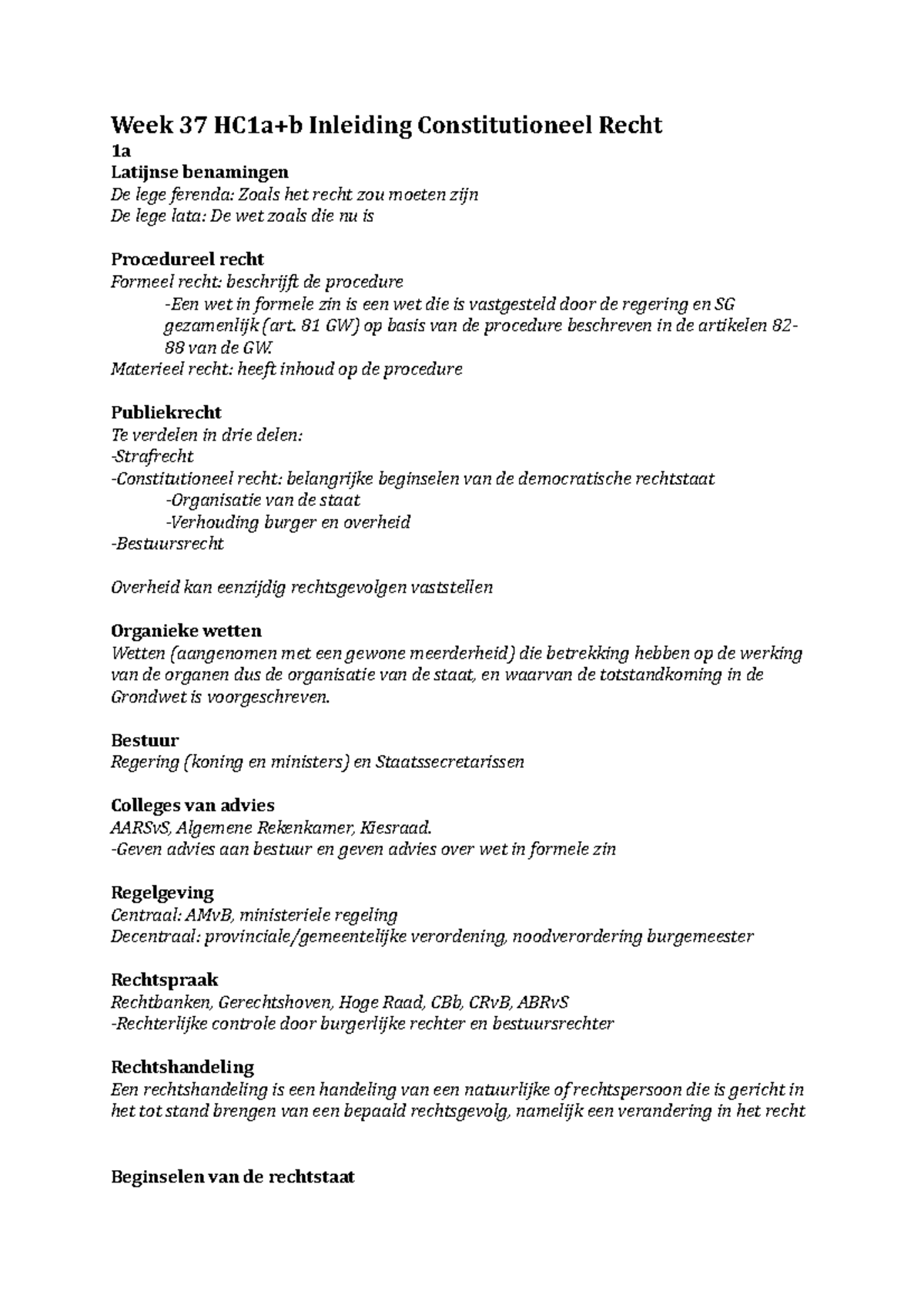 Week 37 HC1a+b Inleiding Constitutioneel Recht - Week 37 HC1a+b ...