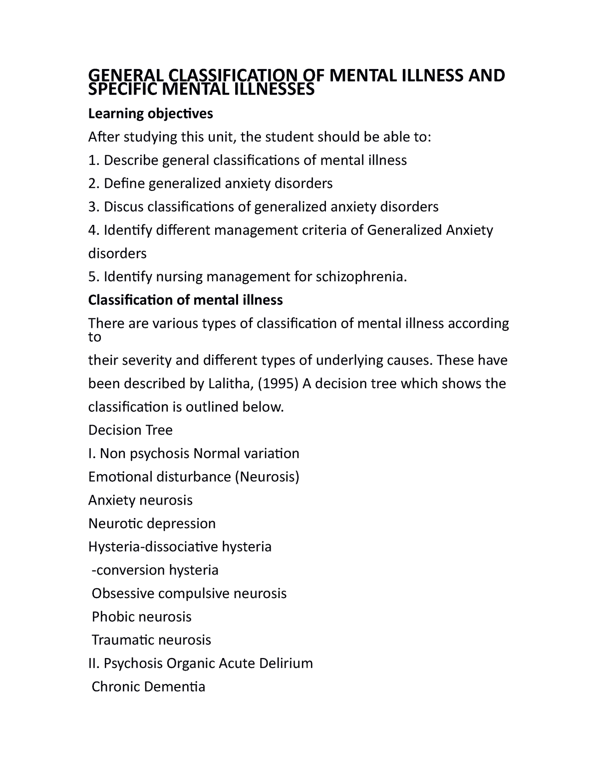 general-classification-of-mental-illness-and-specific-mental-illnesses