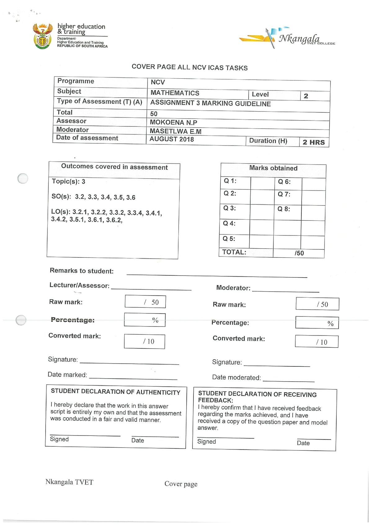 Past Papers 2018 2 RCE 2601 Studocu   Thumb 1200 1698 