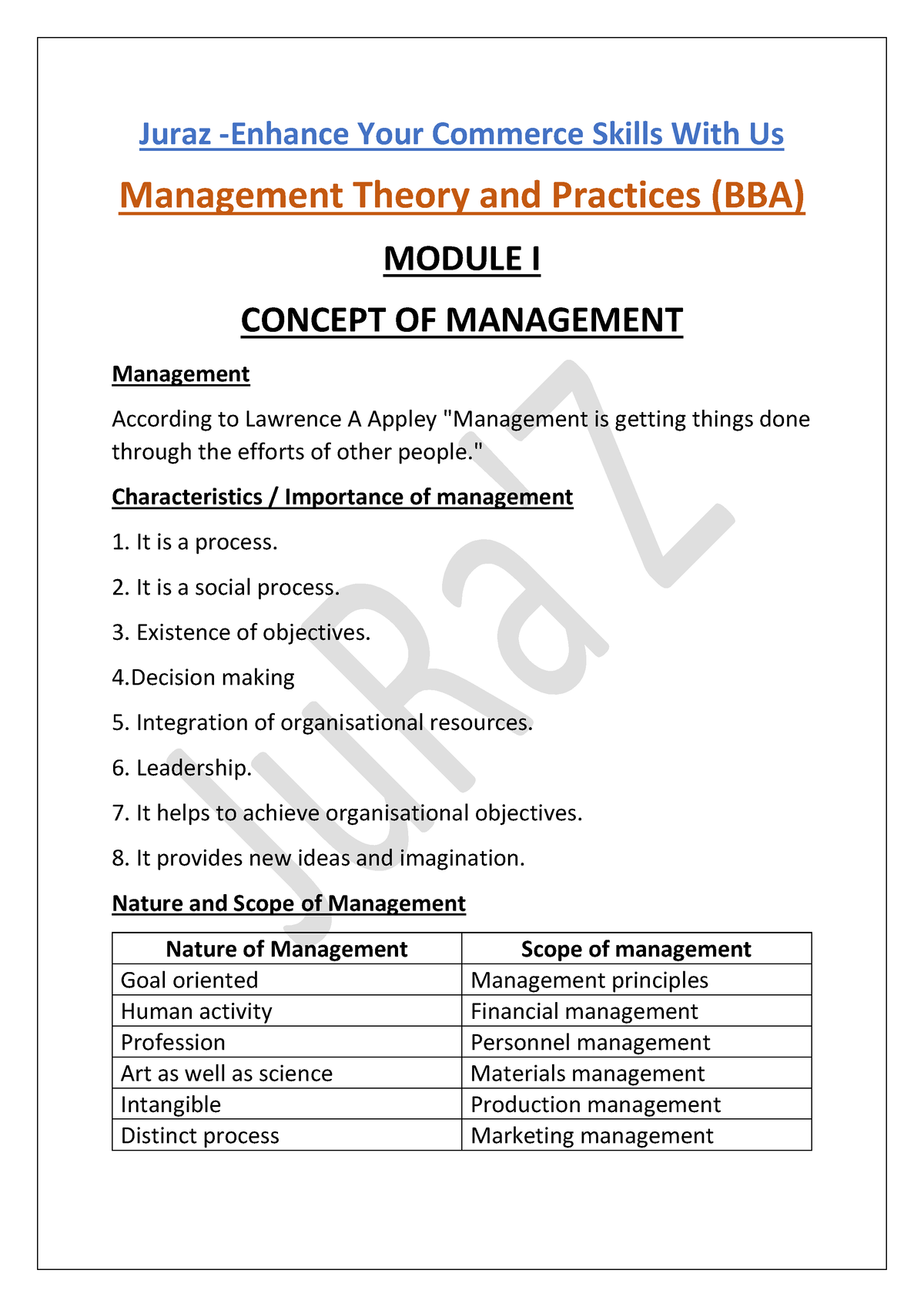 Management Theory And Practices-Juraz - Juraz -Enhance Your Commerce ...