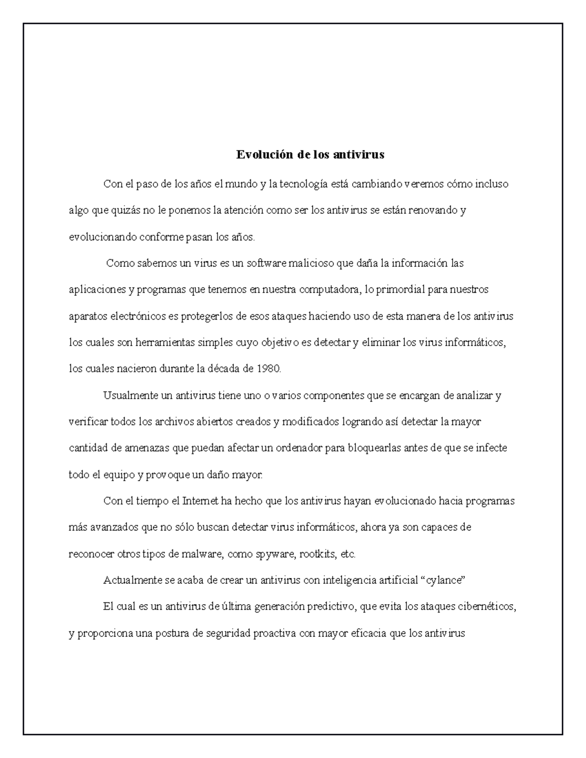 Ensayo Evolucion de los antivirus Evolución de los antivirus Con el